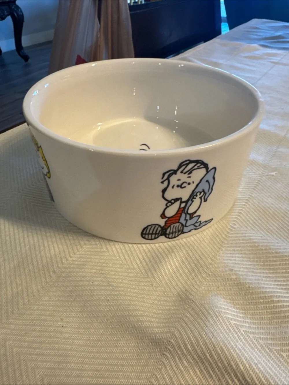 Peanuts Character Ceramic Bowl - White with Multicolor Graphics dog bowl 6”